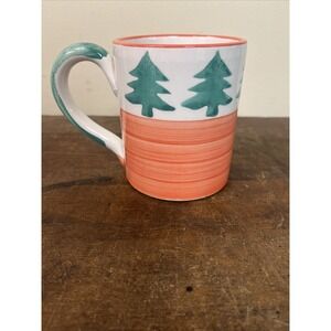 Vintage Pier 1 Hand Painted Christmas Tree Mug - Made In Italy